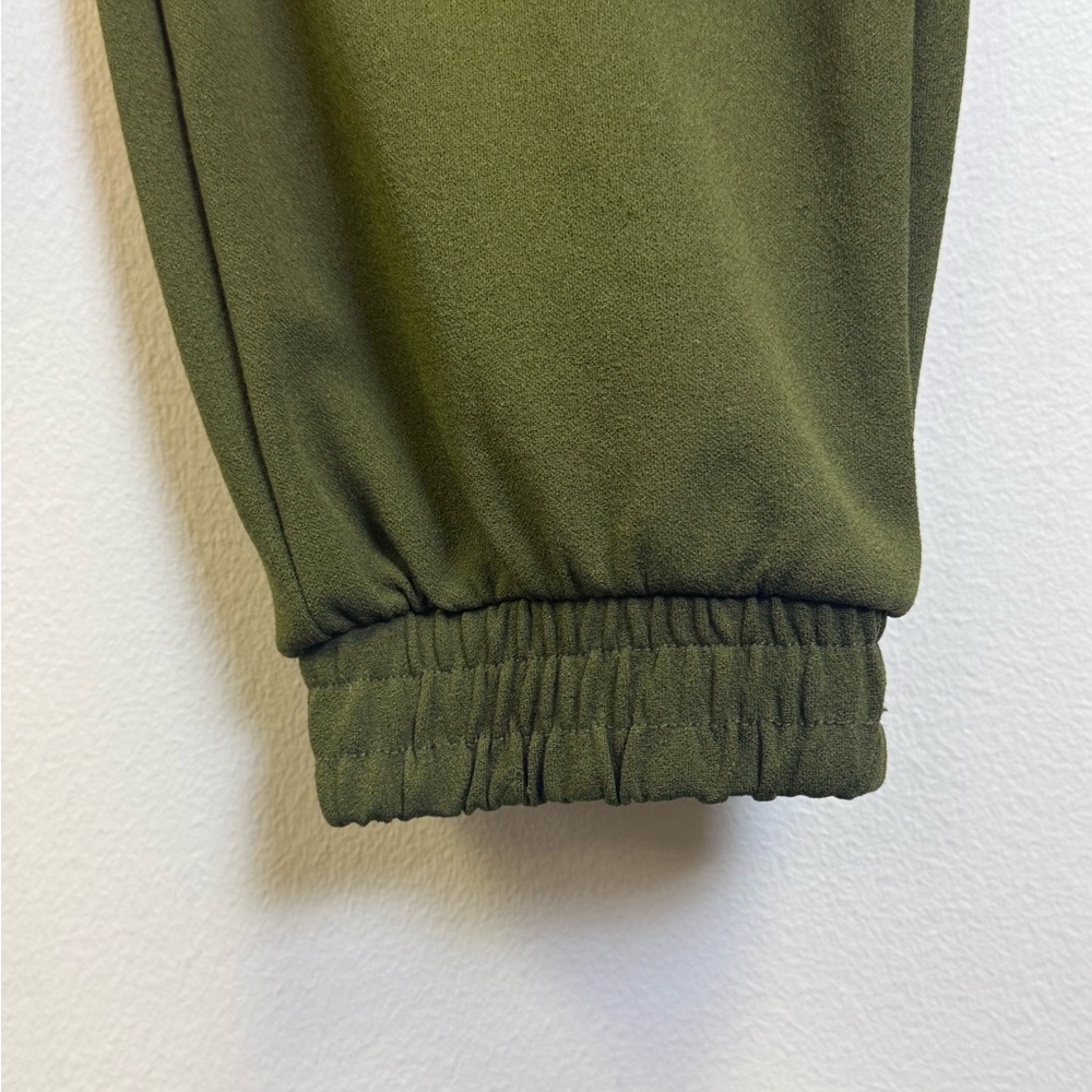 Green Track Pants with Tie Waist and Tapered Legs - Picture 5 of 5